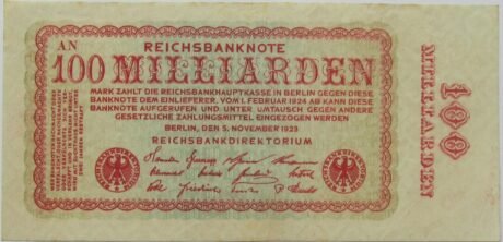 Аверс банкноты 100000000000 марок 