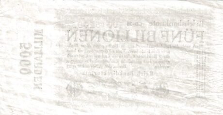 Реверс банкноты 5000000000000 марок (Германия) 1923 года