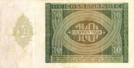 Реверс банкноты 10000000000000 марок «Банкнота Рейха» (Германия) 1924 года