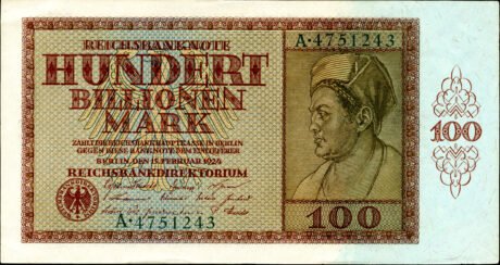 Аверс банкноты 100000000000000 марок 