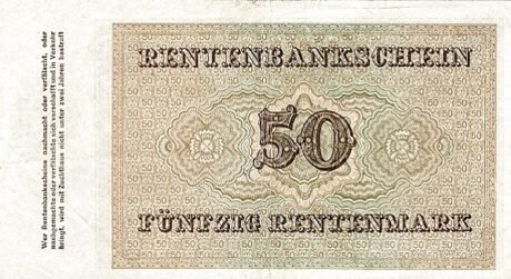 Реверс банкноты 50 рентных марок (Германия) 1923 года