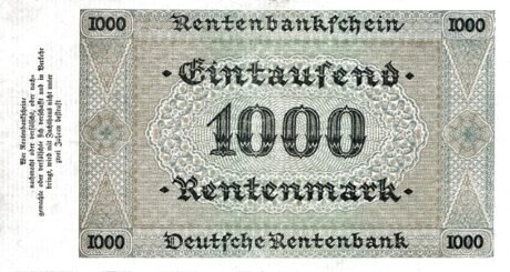 Реверс банкноты 1000 рентных марок (Германия) 1923 года