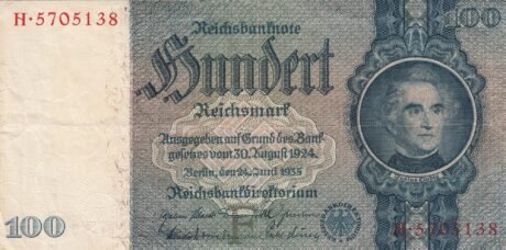 Аверс банкноты 100 рейхсмарок 