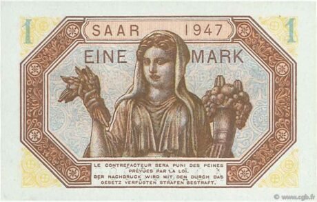 Реверс банкноты 1 марка (Германия) 1947 года