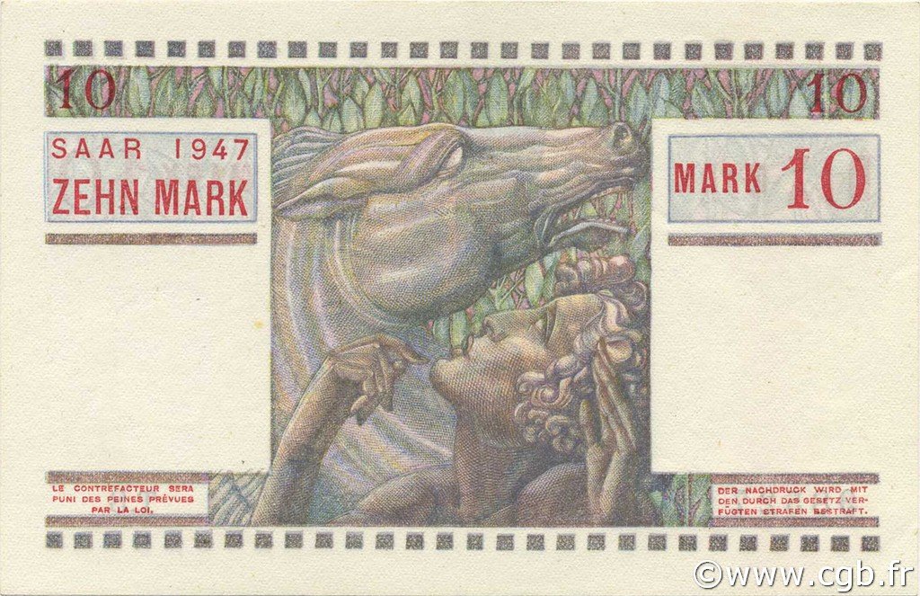 Реверс банкноты 10 марок (Германия) 1947 года