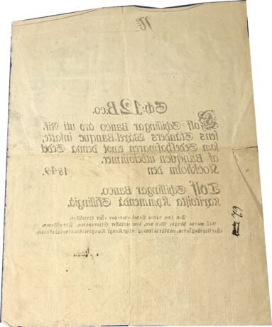 Реверс банкноты 12 szylingów Banco (Szwecja) 1834