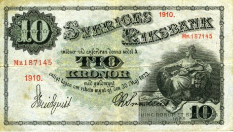Аверс банкноты 10 крон Black value (Швеция) 1906 года