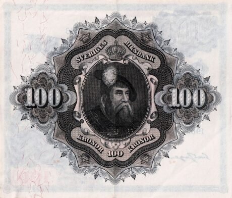 Реверс банкноты 100 крон (Швеция) 1918 года