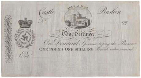 Аверс банкноты 1 funt 1 szyling Zamek Rushen (Wielka Brytania) 1790