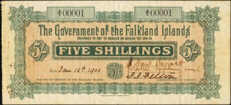 Аверс банкноты 5 шиллингов (Великобритания) 1901 года