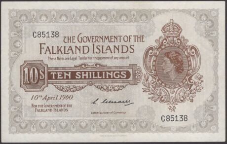 Аверс банкноты 10 шиллингов - Elizabeth II (Великобритания) 1960 года