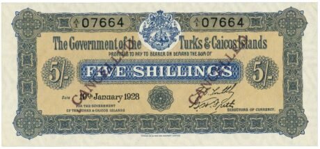 Аверс банкноты 5 шиллингов (Великобритания) 1928 года