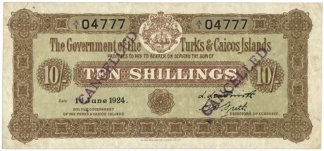Аверс банкноты 10 шиллингов (Великобритания) 1924 года