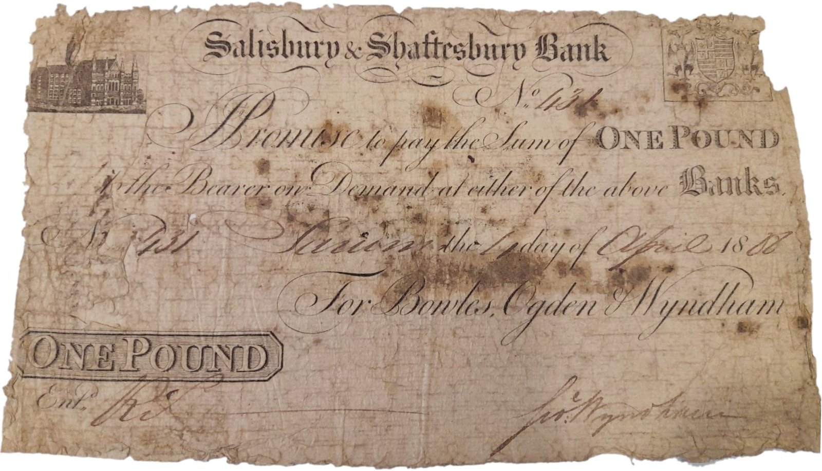 Аверс банкноты 1 фунт (Великобритания) 1808 года