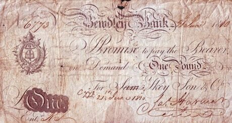 Аверс банкноты 1 фунт (Великобритания) 1810 года