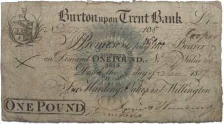 Аверс банкноты 1 фунт (Великобритания) 1817 года