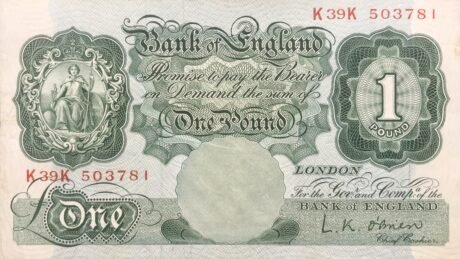 Аверс банкноты 1 фунт (Великобритания) 1948 года