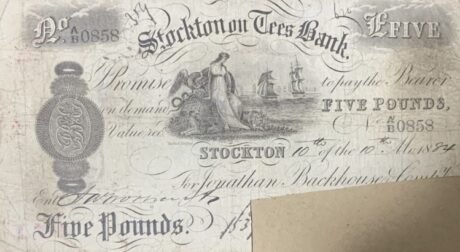 Аверс банкноты 5 фунтов (Великобритания) 1884 года