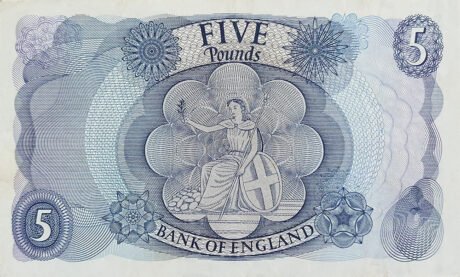 Реверс банкноты 5 фунтов (Великобритания) 1963 года