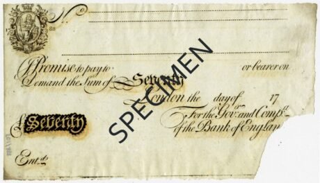 Аверс банкноты 70 фунтов (Великобритания) 1778 года