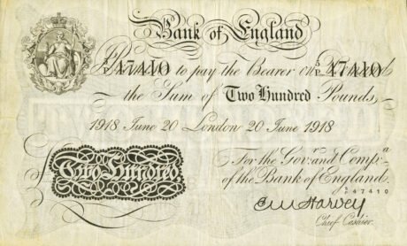 Аверс банкноты 200 фунтов White (Великобритания) 1870 года