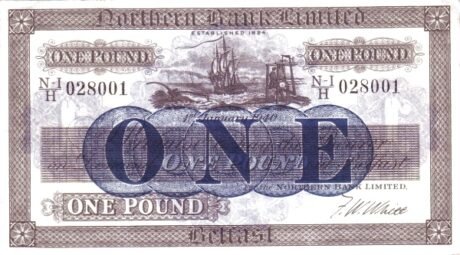 Аверс банкноты 1 фунт 