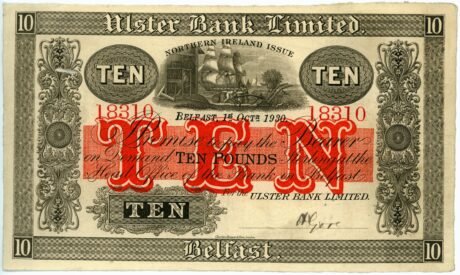 Аверс банкноты 10 фунтов 