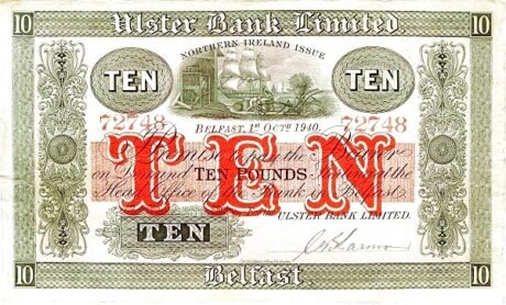 Аверс банкноты 10 фунтов 