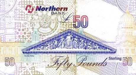 Реверс банкноты 50 funtów „Northern Bank” (Wielka Brytania) 2005