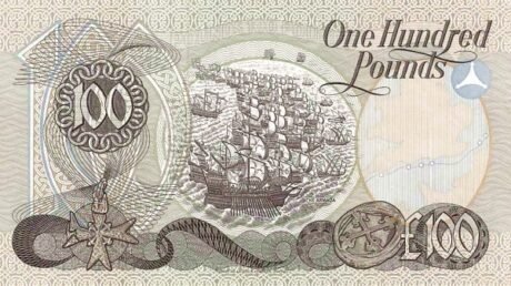 Реверс банкноты 100 фунтов 