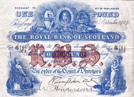 Аверс банкноты 1 фунт 