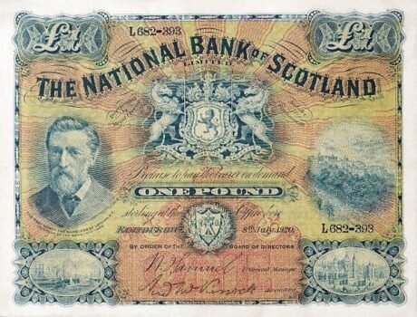 Аверс банкноты 1 фунт 