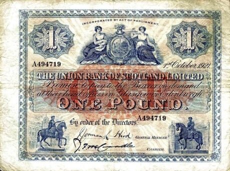 Аверс банкноты 1 фунт 