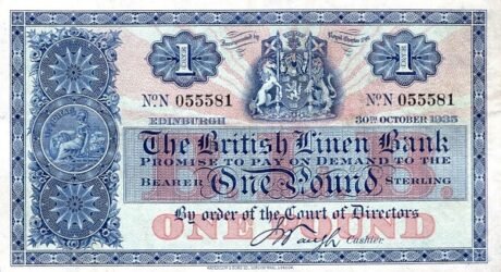 Аверс банкноты 1 фунт 