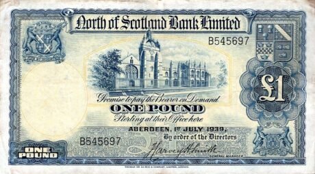 Аверс банкноты 1 фунт 