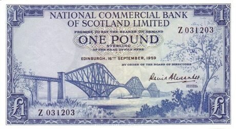 Аверс банкноты 1 funt Royal Bank of Scotland (Wielka Brytania) 1959