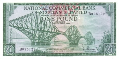 Аверс банкноты 1 funt Royal Bank of Scotland (Wielka Brytania) 1968