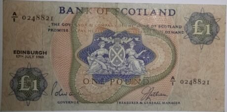 Аверс банкноты 1 funt Royal Bank of Scotland (Wielka Brytania) 1968