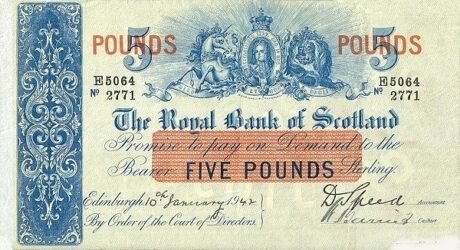 Аверс банкноты 5 фунтов 