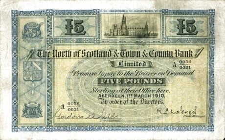 Аверс банкноты 5 фунтов (Великобритания) 1910 года