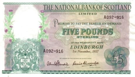 Аверс банкноты 5 фунтов 