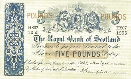 Аверс банкноты 5 фунтов 