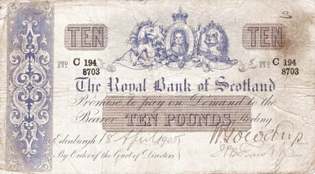 Аверс банкноты 10 фунтов 