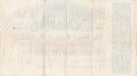 Реверс банкноты 20 funtów Royal Bank of Scotland (Wielka Brytania) 1877