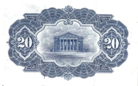 Реверс банкноты 20 funtów Royal Bank of Scotland (Wielka Brytania) 1924
