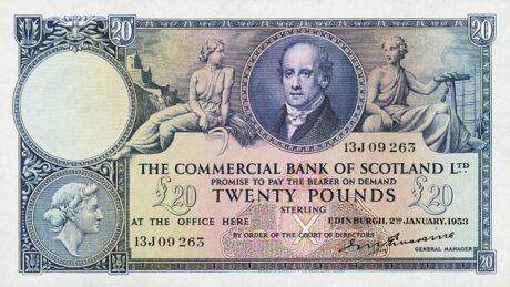 Аверс банкноты 20 фунтов 