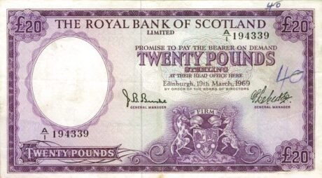 Аверс банкноты 20 фунтов 