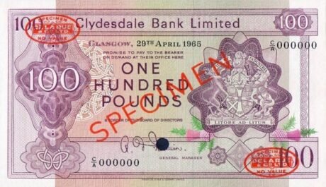 Аверс банкноты 100 фунтов 