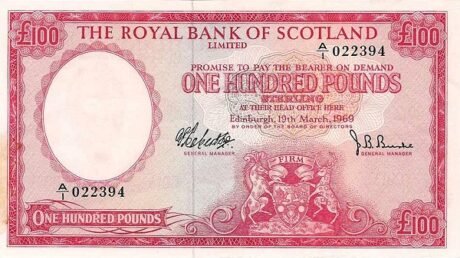 Аверс банкноты 100 фунтов 