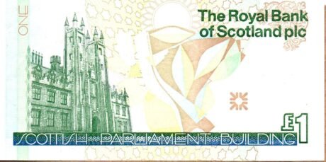 Реверс банкноты 1 funt „Parlament Szkocki” (Wielka Brytania) 1999